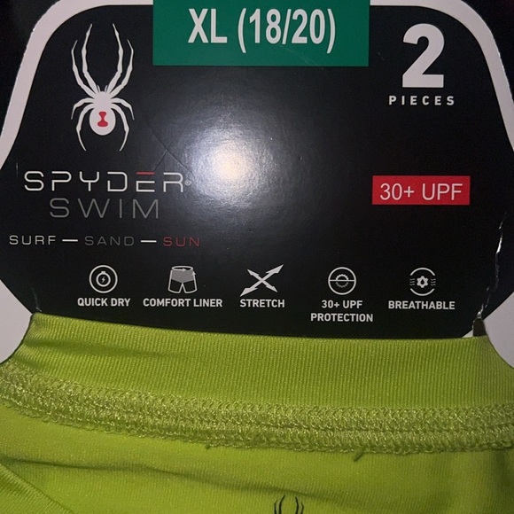 Spyder Youth Bright Green 2-piece Swim Set/ Rash Guard and Shorts | NEW/NWT!!🌊 - Picture 8 of 9